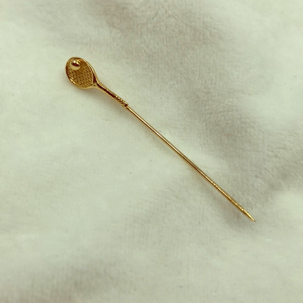 14k Gold Tennis Racket Stick Pin